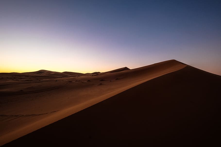brown desert under blue sky, soil, sand, outdoors, nature, dune HD wallpaper