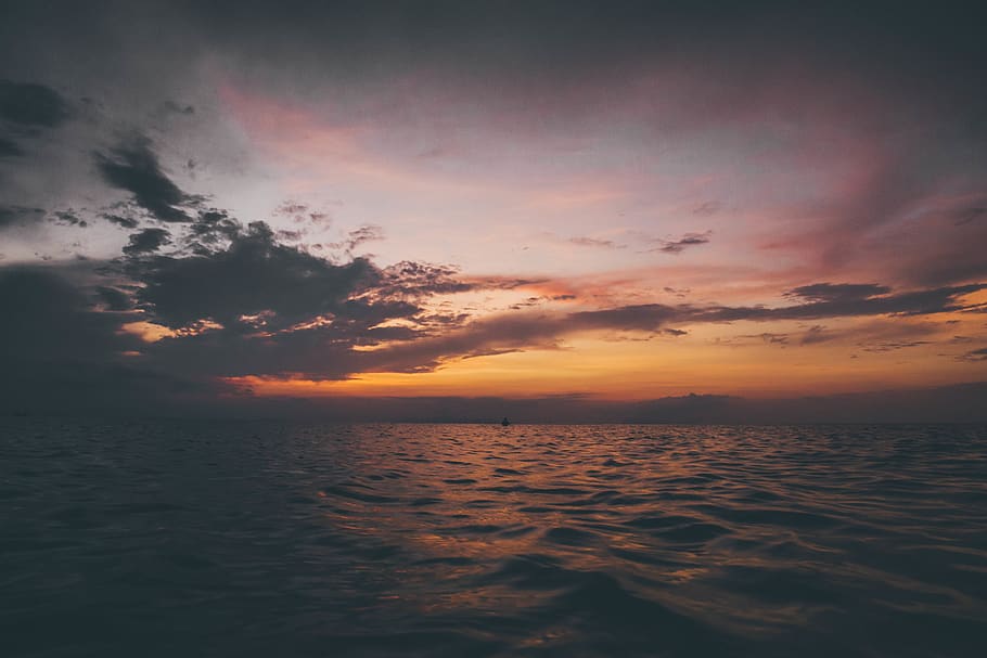 thailand, ko samui, sea, sunset, sunrise, purpul, sky, water, HD wallpaper