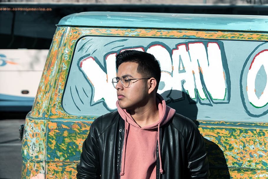 person leaning on van, clothing, apparel, human, jacket, coat HD wallpaper