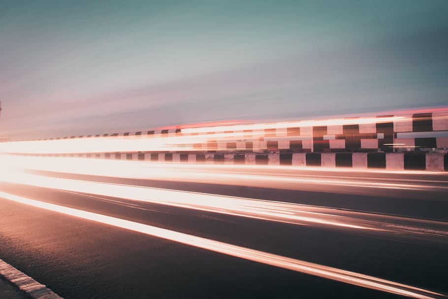 gray pavement road, highway, light, asphalt, tarmac, vehicle HD wallpaper