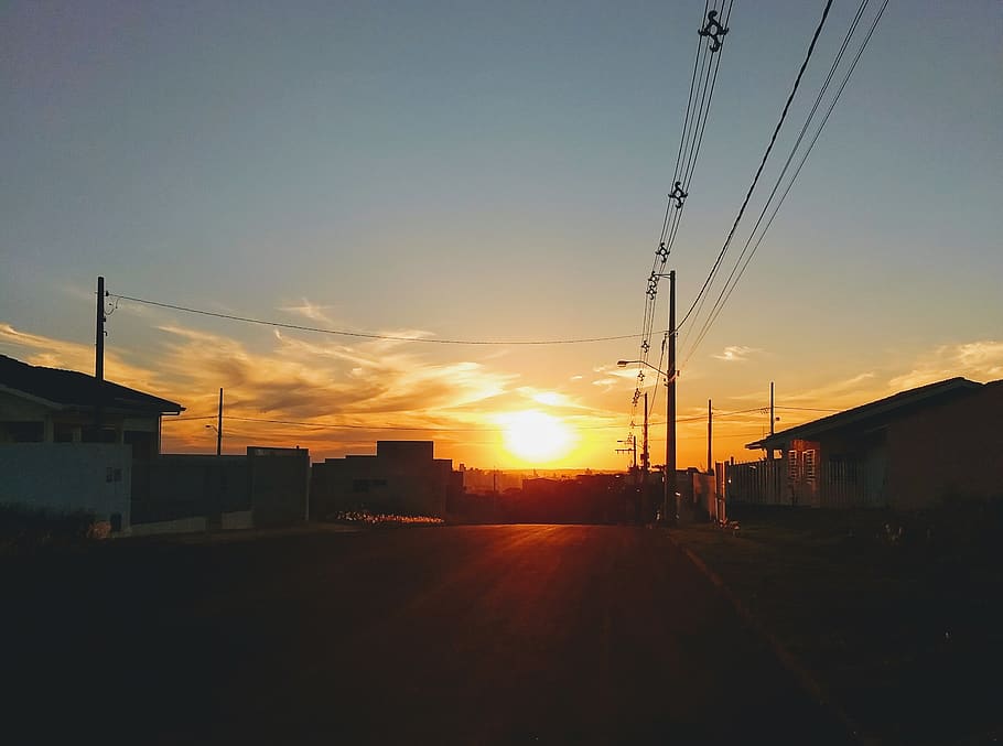 brazil, chapecó, sky, sunset, electricity, cable, nature, power line HD wallpaper