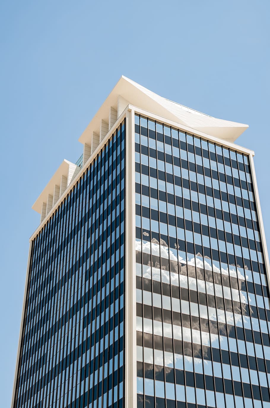 low angle photography of curtain wall building, sky, architecture HD wallpaper