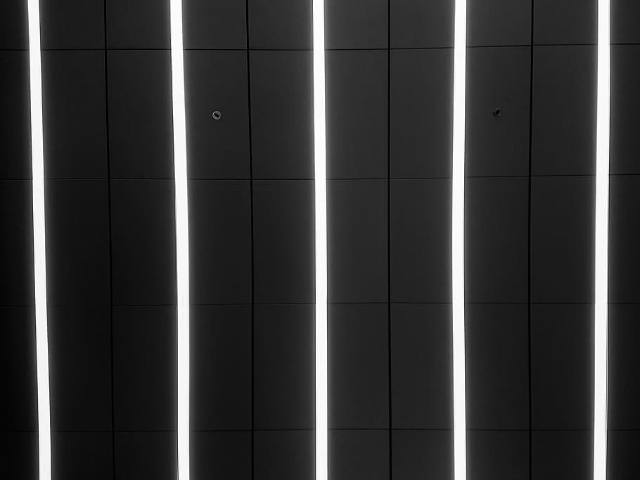 lighting, floor, gray, rectangles, lines, straghit line, black and white HD wallpaper