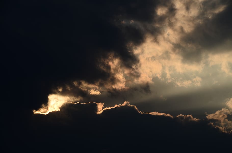 gray clouds, weather, nature, sky, cumulus, outdoors, flare, light HD wallpaper