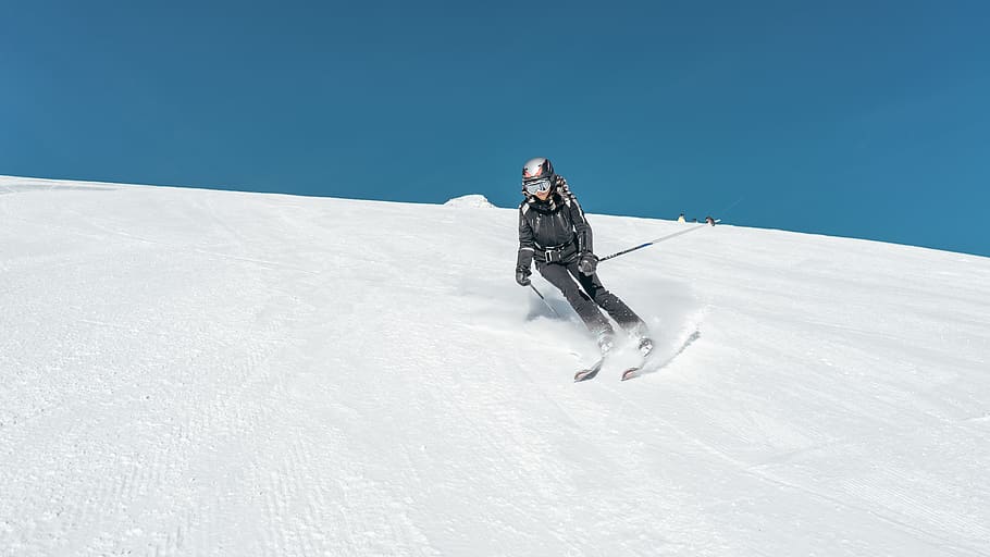 person snowboarding, outdoors, nature, human, sports, piste, switzerland HD wallpaper