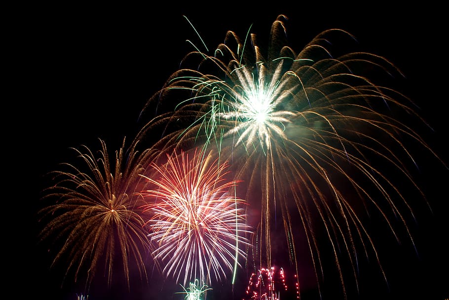 assorted-color fireworks during nighttime, celebration, firework display HD wallpaper