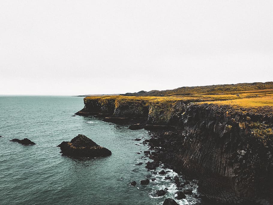beach cliff viewing calm sea, promontory, nature, outdoors, land HD wallpaper
