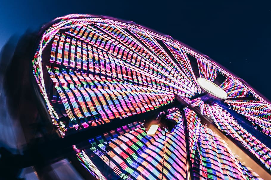 round grey and multicolored decor, amusement park, amusement park ride HD wallpaper