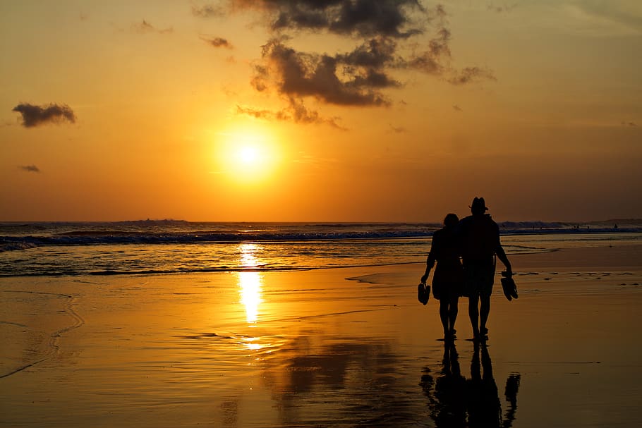 indonesia, ku de ta, sunset, sky, orange color, water, sea HD wallpaper