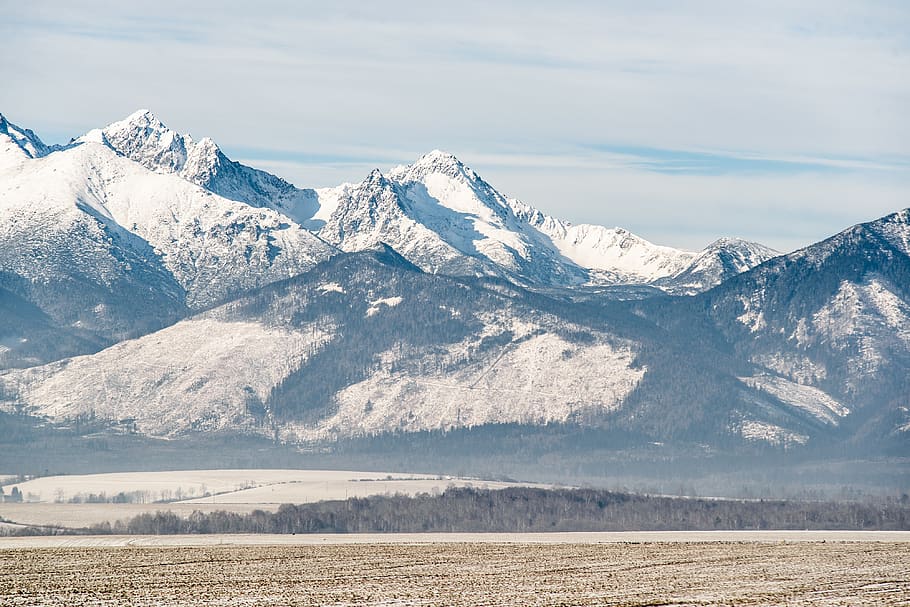 white snow moantains, field, winter, tatra mountain, slovakia HD wallpaper