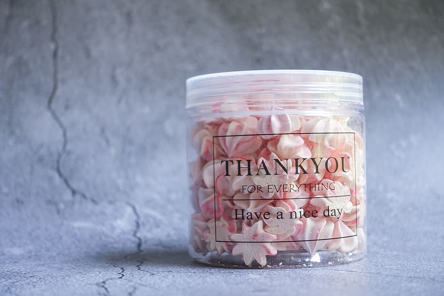 Sugar Treats Filled Plastic Jar With Thank You Print, bottle HD wallpaper
