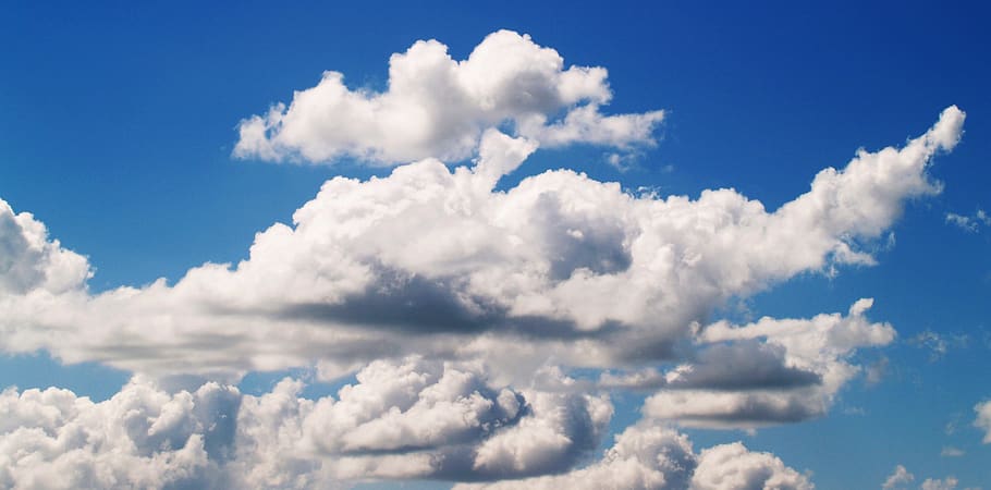 White Cloudy Blue Sky at Daytime, atmosphere, beautiful, bright HD wallpaper