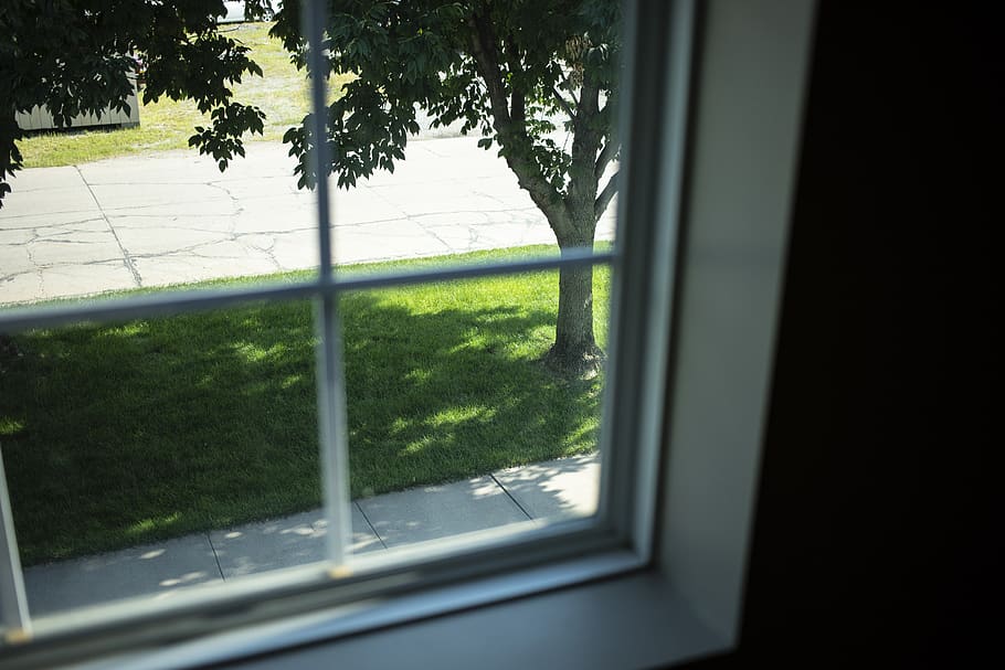 white casement window, home decor, picture window, window shade HD wallpaper