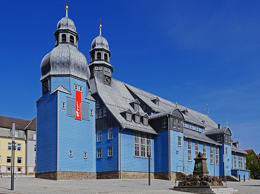 Blue and Gray Painted Building Landmark, ancient, architecture HD wallpaper