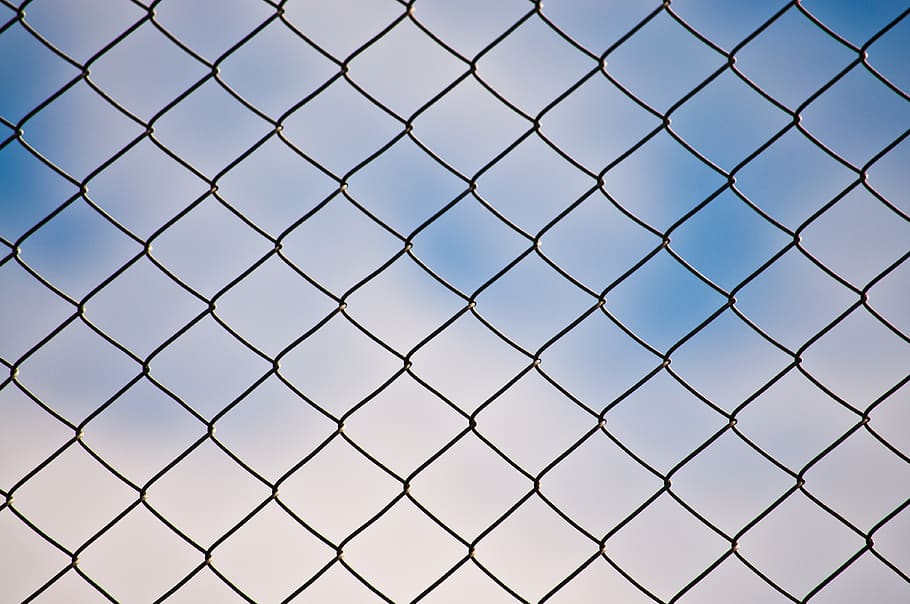 wire, grid, web, fence, pattern, prison, background, sky, lock, HD wallpaper