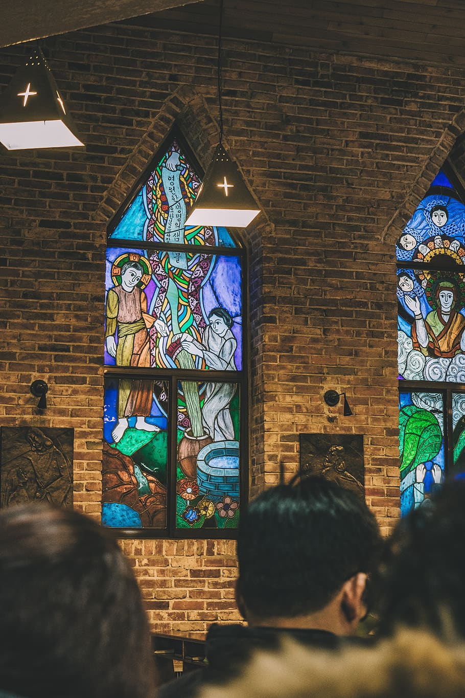 people inside building, person, human, art, stained glass, mural HD wallpaper