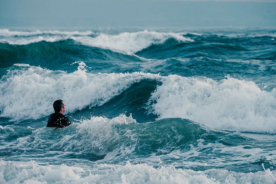 man, beach, bali, wave, shores, sea, ocean, water, motion, surfing HD wallpaper