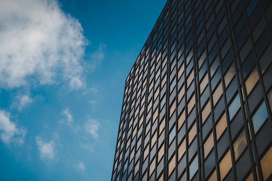 architecture, windows, building, sky, cloud, blue, yellow, building exterior HD wallpaper