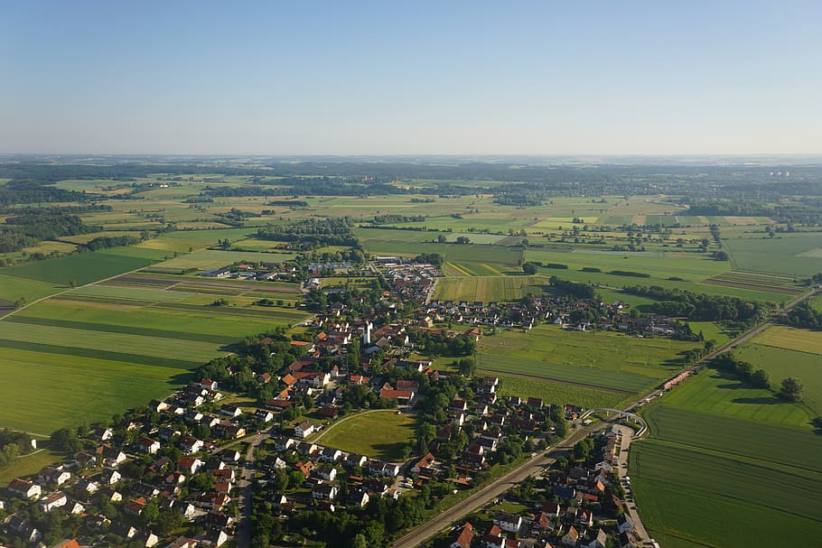 aerial, city, germany, countryside, wide view, village, environment