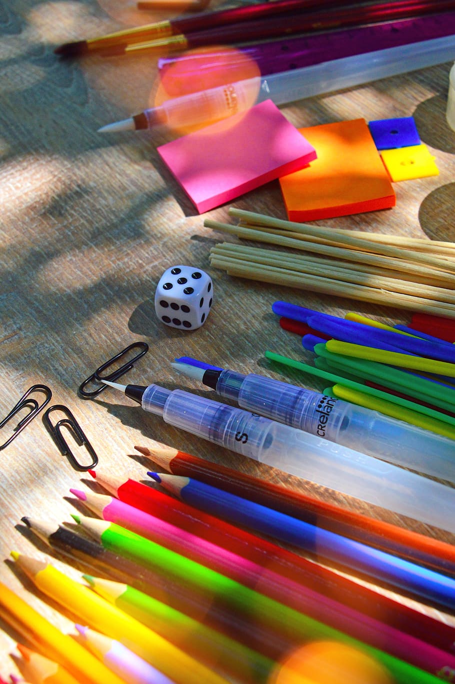 back-to-school, crayon, school supplies, pencils, paint, class, HD wallpaper