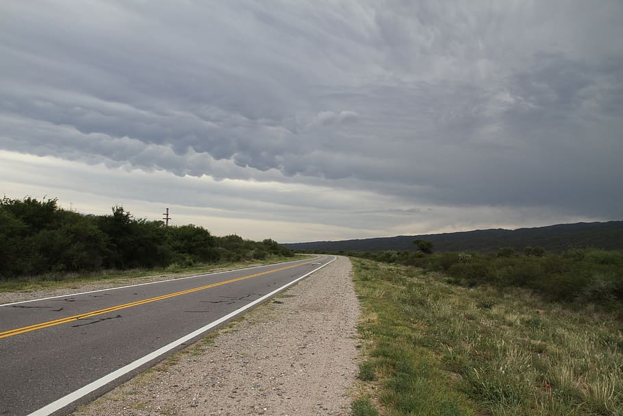 clouds, road, route, argentina, south, south argentina, middle of nowhere