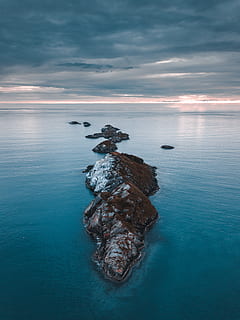 Brown Island, beach, clouds, dramatic sky, drone, drone photography HD wallpaper