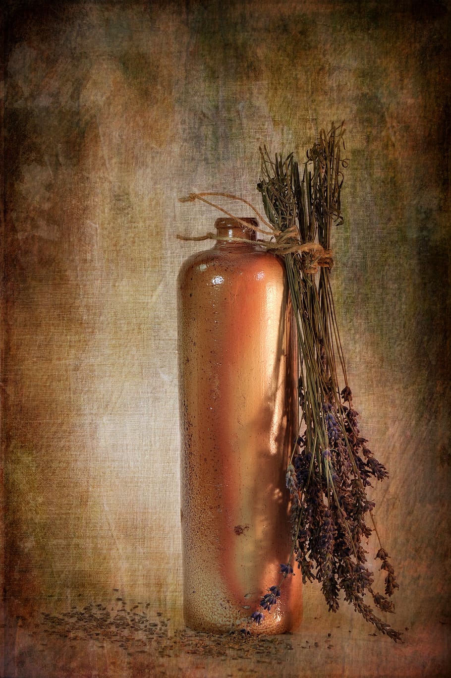 background, texture, lavender, bottle, earthenware, still life HD wallpaper