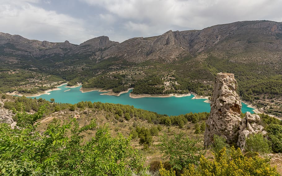 spain, el castell de guadalest, lago, lake, nature, photography, HD wallpaper