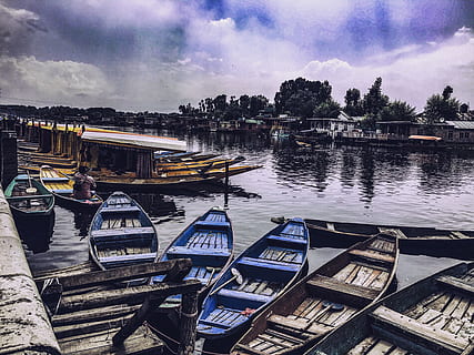 View Of Old Town Along The Lake In The Center Of Srinagar During Winter  Evening , Srinagar , Kashmir , India Stock Photo, Picture and Royalty Free  Image. Image 136761148.