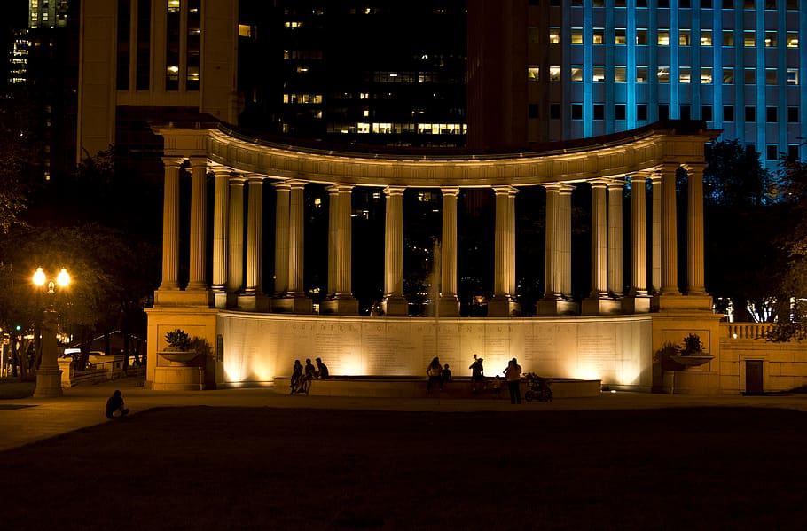 chicago, united states, loop, night, illuminated, history, monument, HD wallpaper