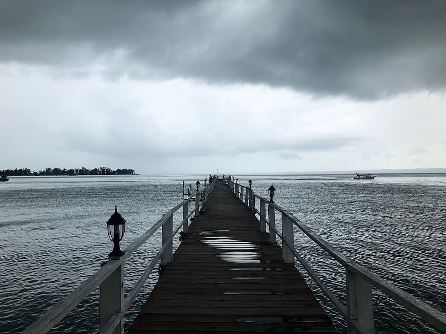 grayscale photo of sea dock, water, pier, human, person, waterfront, HD wallpaper