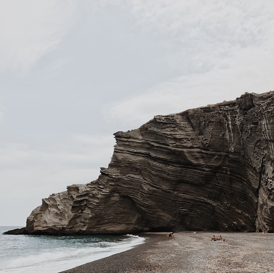 greece, egeo, mountain, rock, cape, water, santorini, cove HD wallpaper