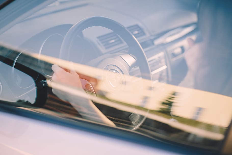 Steering Wheel Behind Vehicle Window, blur, close-up, dashboard HD wallpaper