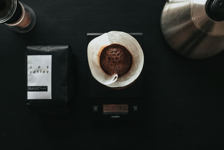 black plastic pack, coffee cup, beverage, latte, drink, dessert HD wallpaper