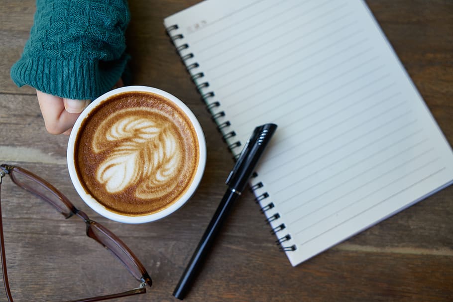 White Ceramic Mug Beside Ballpoint Pen, blank, caffeine, close-up HD wallpaper