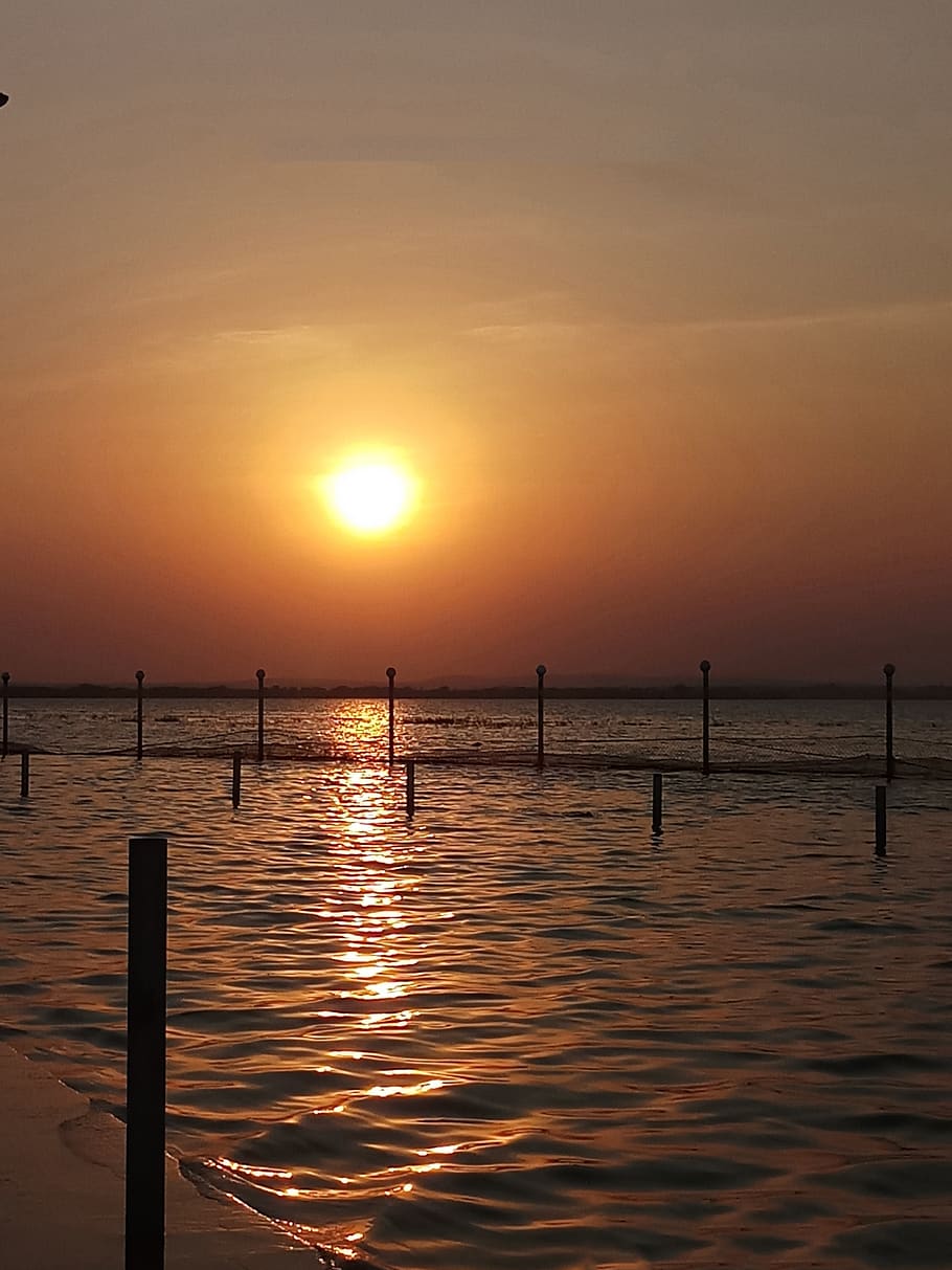 sunset, evening sun, sky, nature, summer, water, beauty in nature HD wallpaper