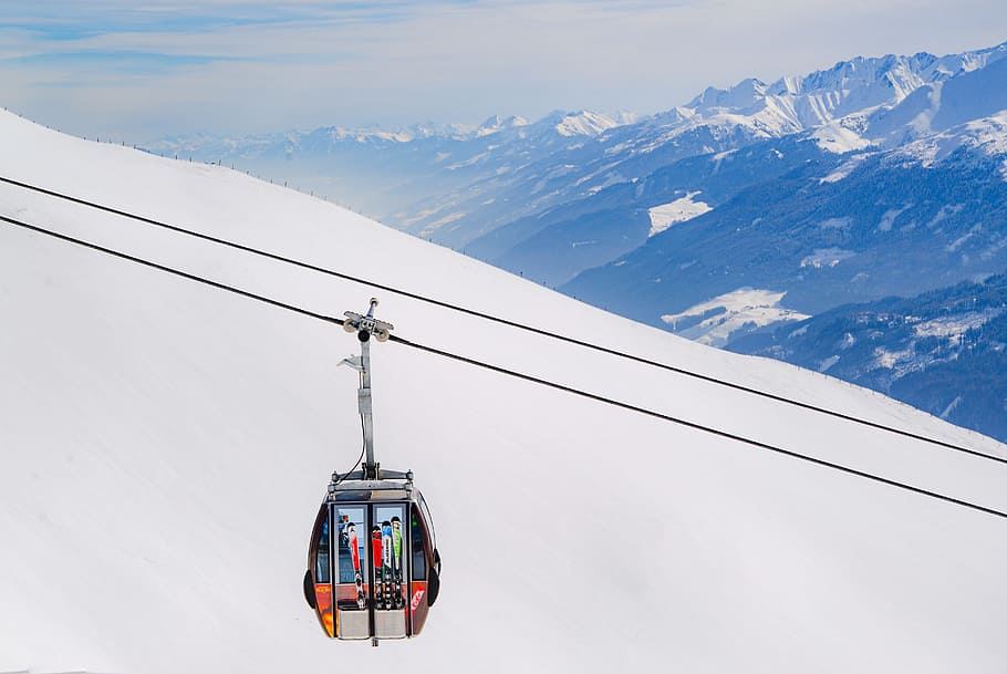 Black Cable Car, clouds, cold, daylight, frost, frozen, high HD wallpaper