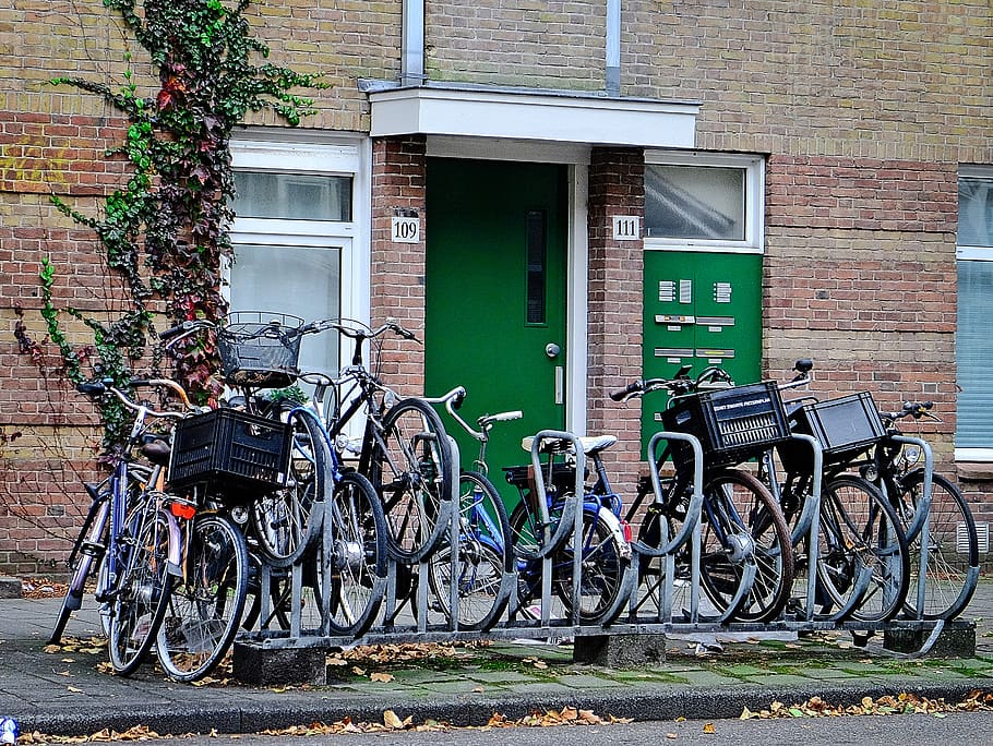 urban, cool, bikes, bycicles, green, door, portal, line, collection HD wallpaper