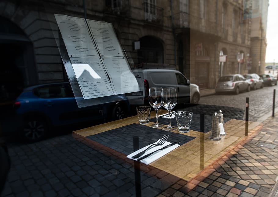 set table, restaurant, shopping, window, bordeaux, dining, dinner HD wallpaper