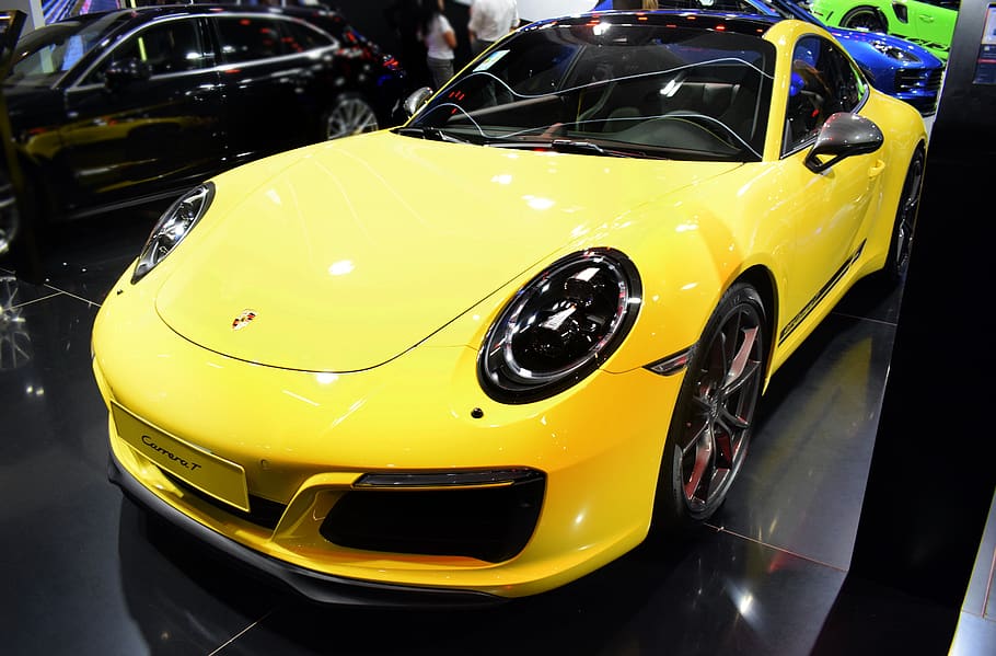 vehicle, automobile, car, porsche, vehicle yellow, automotive HD wallpaper