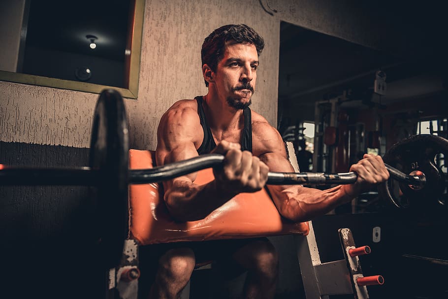 Man in Black Tank Top Holding Exercise Equipment, athlete, biceps, HD wallpaper