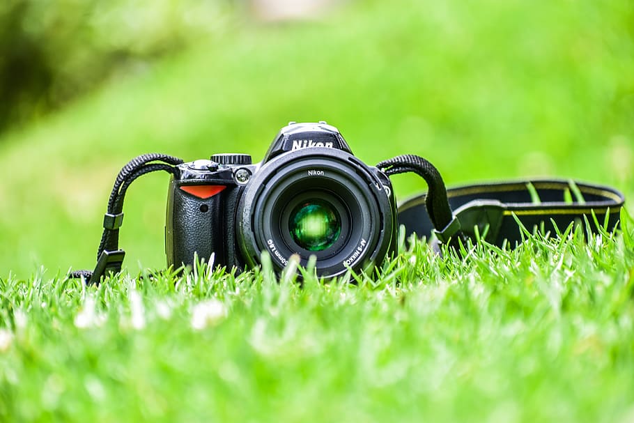 camera, grass, lens, straps, nikon, digital camera, photography themes HD wallpaper