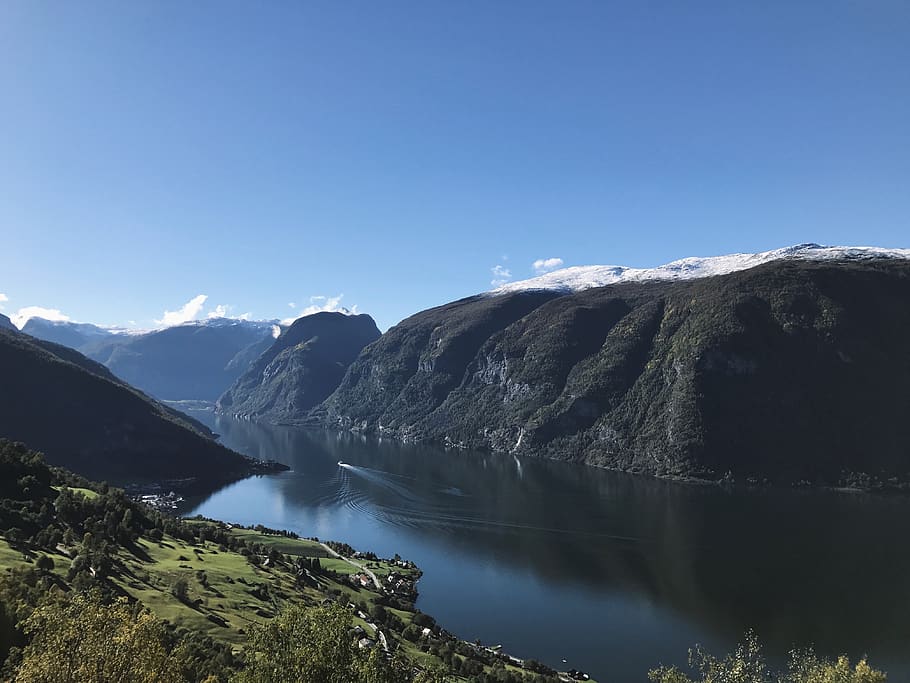 norway, aurland, sky, mountain, beauty in nature, water, scenics - nature HD wallpaper