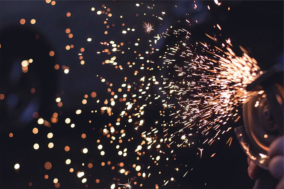 sparks, saw, celebration, motion, event, firework display, exploding HD wallpaper