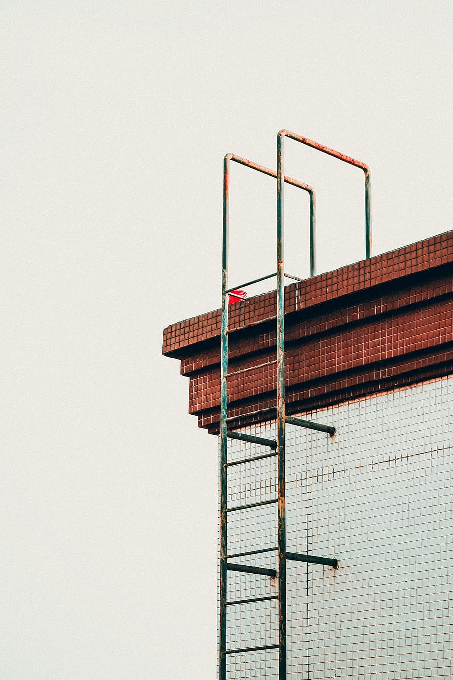 HD wallpaper: gray metal building emergency exit stair during daytime