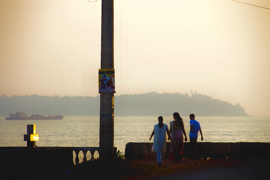 india, goa, ocean, sea, sunset, tropic, asia, water, sky, real people HD wallpaper
