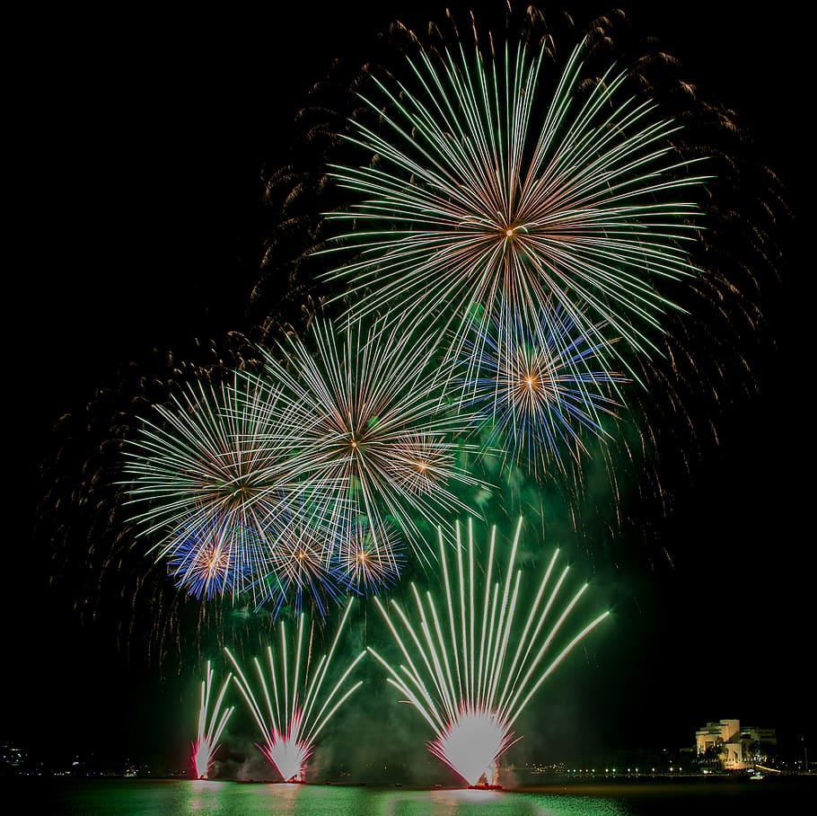 australia, canberra, firework, illuminated, night, firework display HD wallpaper
