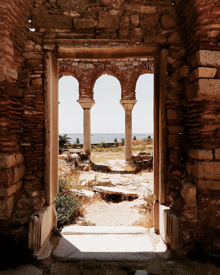 turkey, enez, thrace, byzantine, roman, ruins, sea, summer HD wallpaper