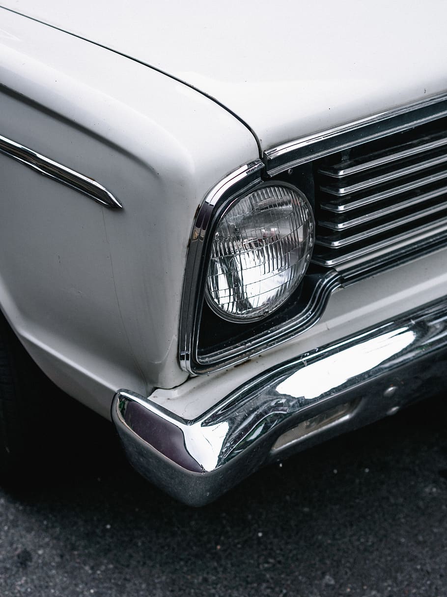 Vehicle Headlight, auto, automotive, bumper, car, chrome, classic HD wallpaper
