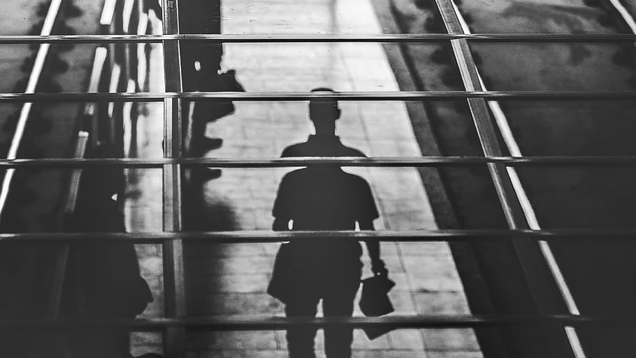 reflection, shadow, urban, blackandwhite, monochrome, bw, street HD wallpaper